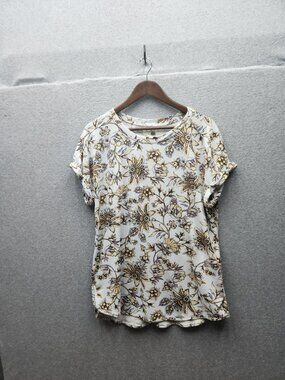 Floral Print Womens Short-Sleeve Top By Cupio Size L Lightweight & Casual Style